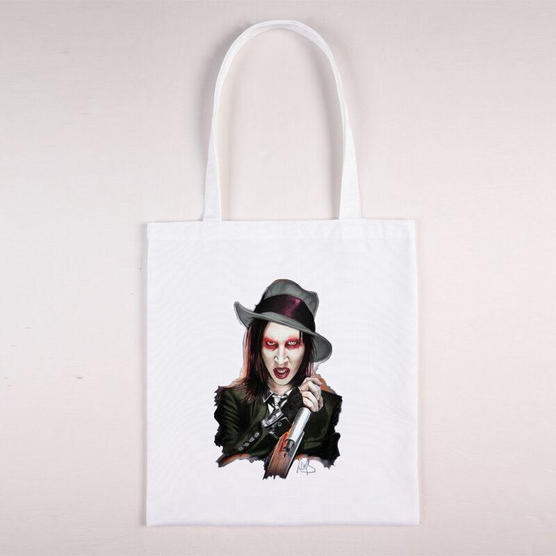 Marilyn Manson Aanpasbare Tas Vrouwen Shopper Modieuze Tassen Designer Handtassen Shopping Tote Voor Canvas Luxe 2021 Goedkope