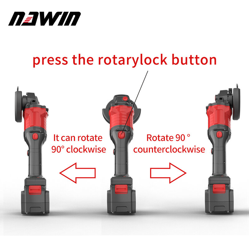 Nawin 20V 125Mm Borstelloze Cordless Impact Hoek Grinder Diy Gereedschap Elektrische Polijsten Slijpmachine Met Batterij