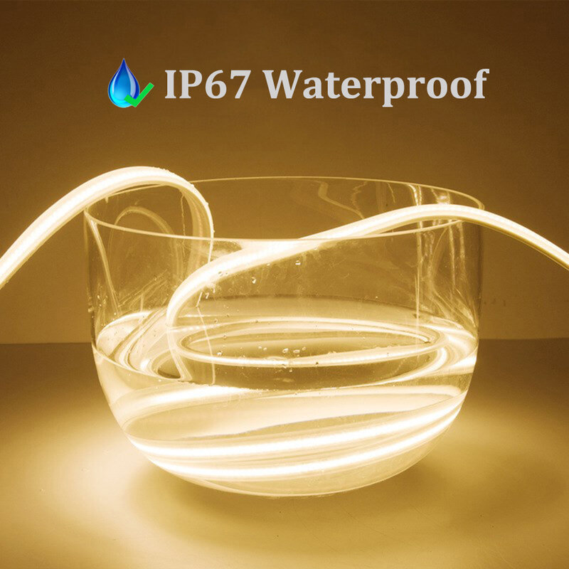 Ac 220v ip67 à prova dip67 água cob led luz de tira alta densidade 288leds/m flexível fob tepe luz regulável corda luz led fita decoração