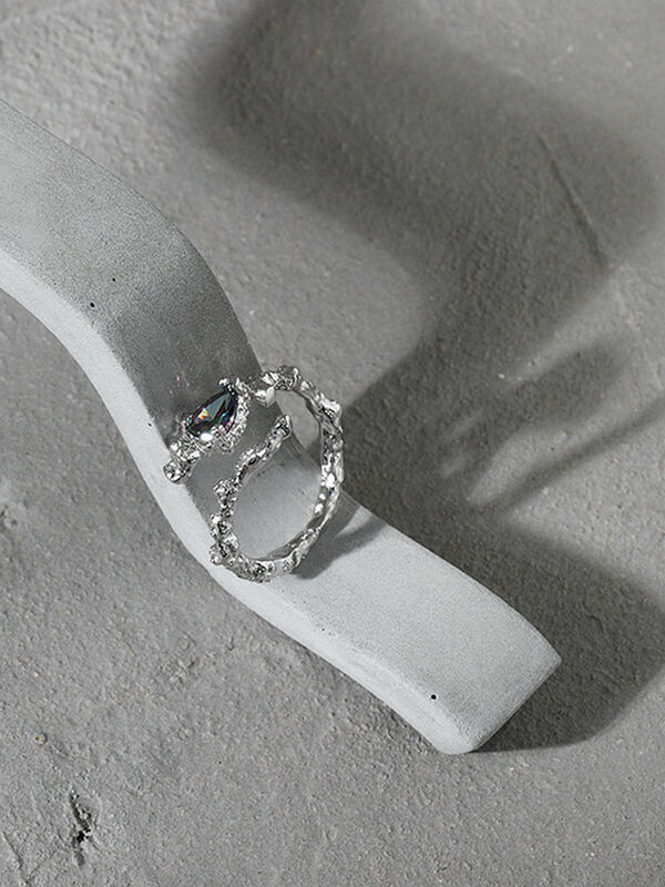 Anello 'steel in argento Sterling 925 Design coreano zircone argento anelli regolabili per donna accessori gotici gioielli Steampunk