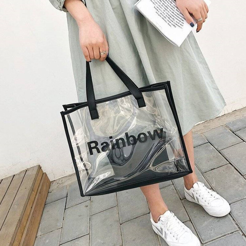 Blue Beach borsa trasparente moda trasparente borsa da donna 2020 Sac A Main Two In One borsa A tracolla di alta qualità grande estate femminile