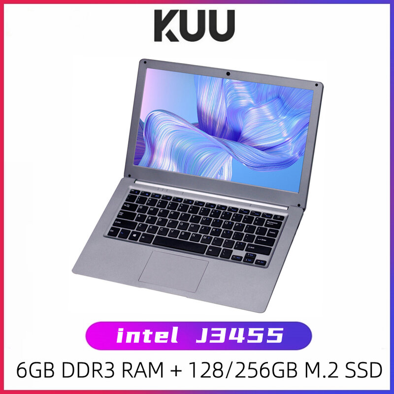 KUU – pc portable SBOOK M1 avec écran de 13.3 pouces, processeur Intel J3455, 6 go de RAM, SSD de 128 go, wi-fi, Windows 10, Intel Celeron J3455