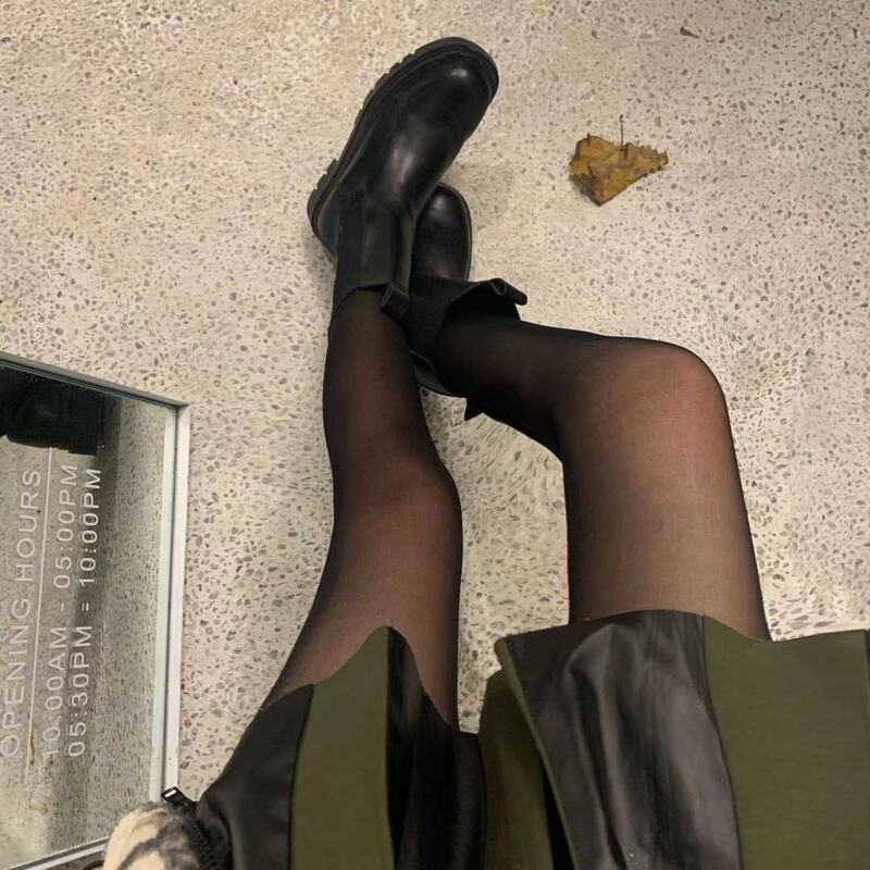 กางเกงหญิงสีดำถุงน่อง JK น้องสาว Pantyhose ยืดเซ็กซี่ทนทานด้ายโดยพลการตัด Stewardess Silk ถุงเท้า