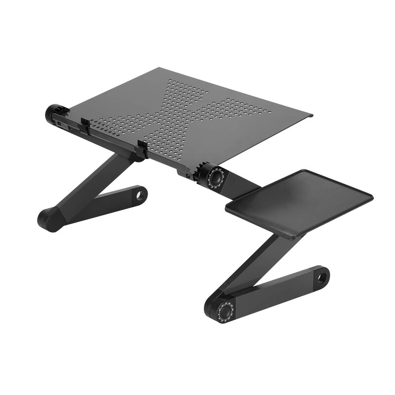 Mesa portátil para laptop, suporte ergonômico com ventilador para laptop e mouse, armação retrátil de alumínio