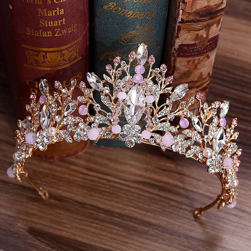 موضة جديدة الباروك حجر الراين تاج كريستال تيارا الزفاف العروس الزفاف الذكرى Diadema الشعر مجوهرات خوذة الحلي
