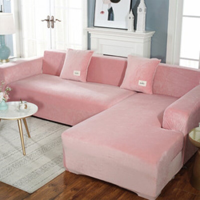 Funda de sofá de terciopelo para sala de estar, cubierta elástica de felpa para sillón esquinero, muebles de 4 plazas