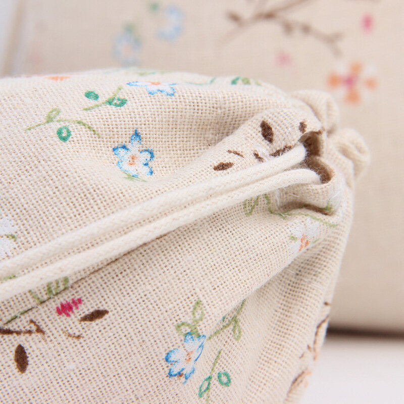 문학 코 튼 린 넨 drawstring 가방 빈티지 꽃 식물 커피 선물 사탕 포장 가방 여성 여행 주머니 스토리지 동전 지갑