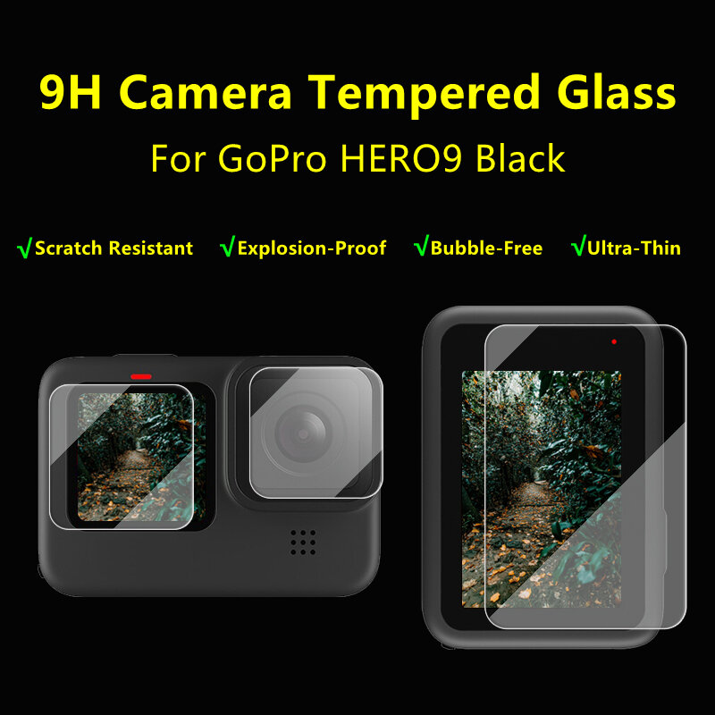 Gopro Hero9กล้องป้องกันฟิล์มสำหรับ GoPro HERO9สีดำกล้อง9H ความแข็งกระจกนิรภัยแบบพิเศษ