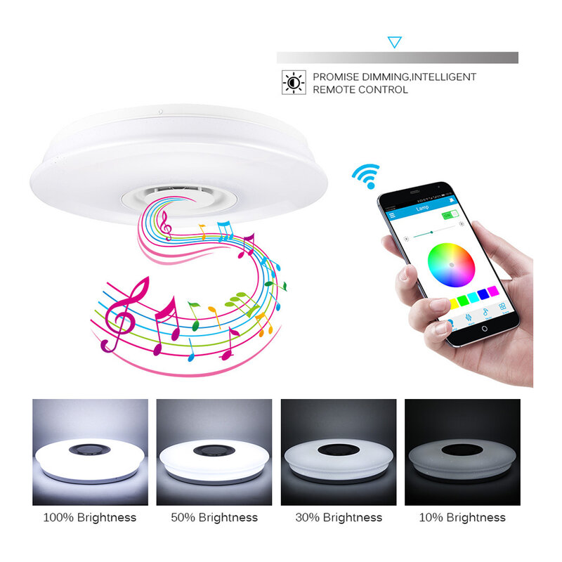Bluetoothスピーカー音楽天井ライトは、室内ホームデコレーション現代rgb寝室リビング現代のランプ備品ラウンド