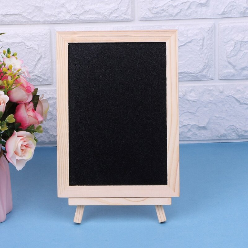 新しい 18 × 13 センチメートル木製卓上黒板両面黒板メッセージボード子供子供書き込み黒ボードおもちゃ