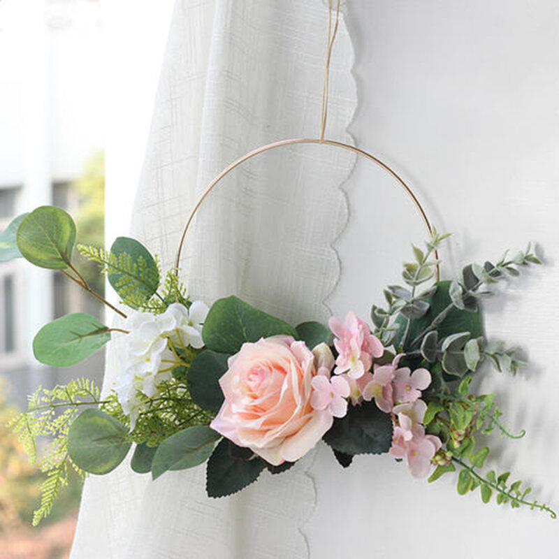 Anel de ferro com flores da páscoa, anel de ferro com 10-40cm para decoração de festas de casamento, suprimentos de decoração, artesanato floral de argolas, ornamento de suspensão de casa
