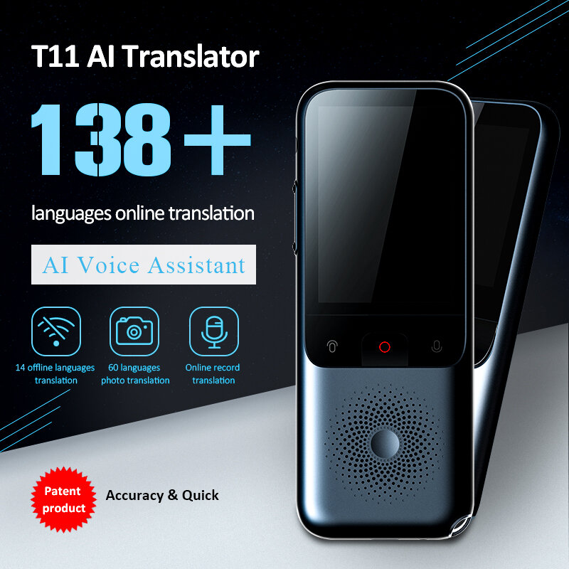 Traductor de voz inteligente portátil T11, multilenguaje en tiempo Real, traductor interactivo sin conexión, viaje de negocios, 138 idiomas
