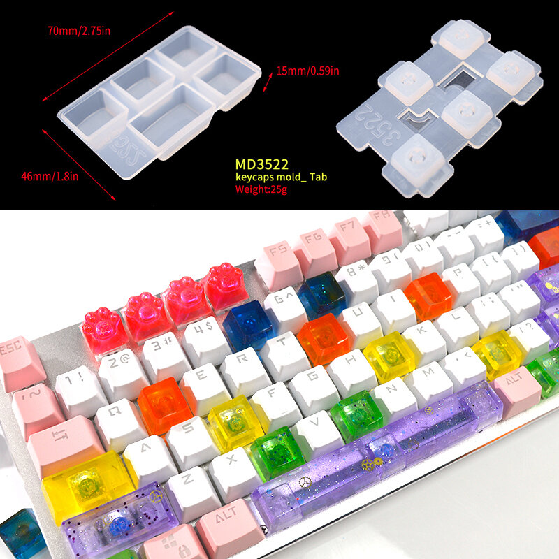 Set DIY Penutup Tombol Keyboard Gaming Mekanis Manual Cetakan Silikon Clavier Resin Penutup Tombol Cetakan untuk Seni Kerajinan Buatan Tangan Epoksi