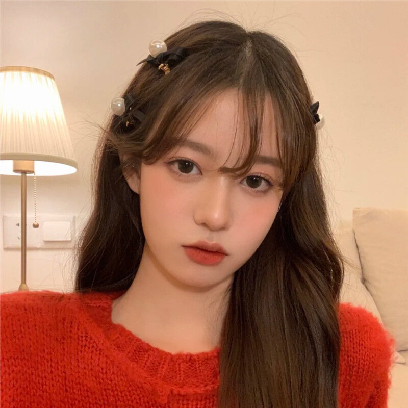 1Pair New Women Girls Cute Bow Pearls Hair Clips Sweet Hair Ornament Headband Hairpins Fashion Hair Accessories Korean Style