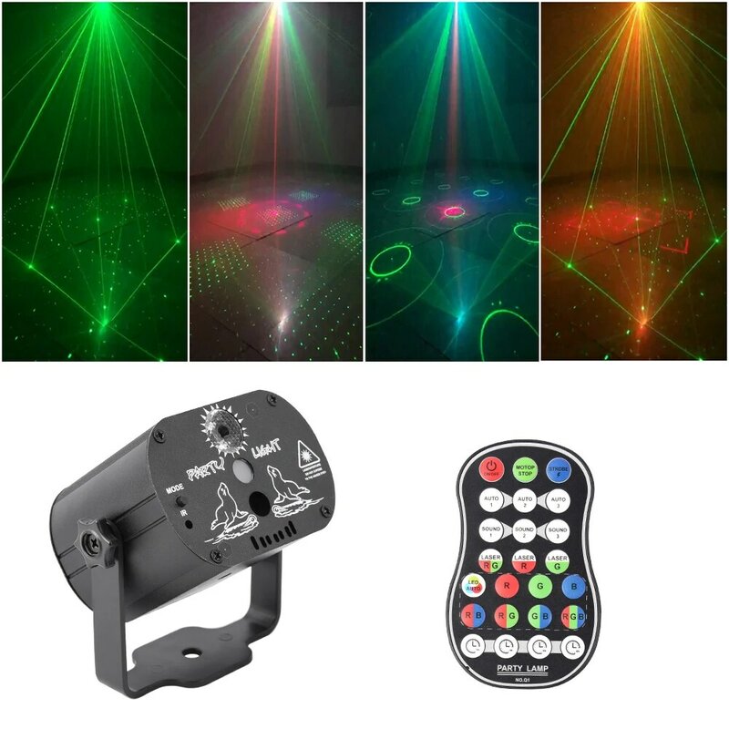 Luminária LED para boate com controle de voz, laser musical para palco com 60 modos RGB, luzes de efeito para shows e festas com controle remoto