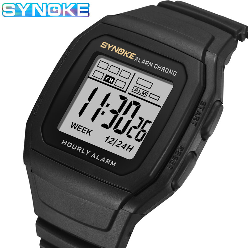 SYNOKE – montre numérique pour hommes, horloge électronique, étanche, décontractée, carrée, LED, sport