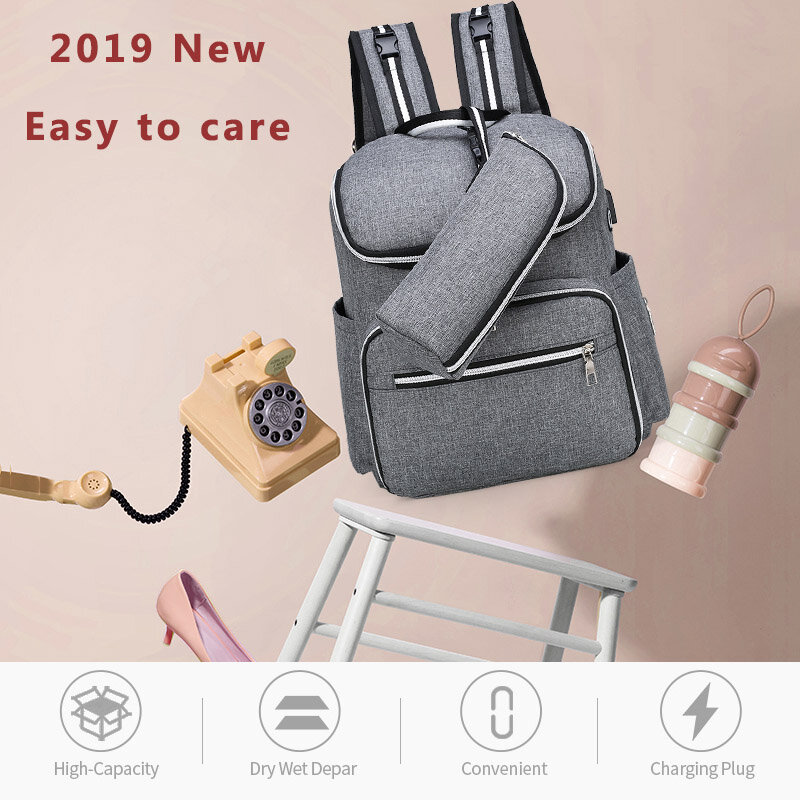 패션 미라 출산 기저귀 가방 대용량 아기 기저귀 가방 여행 배낭 디자이너 베이비 케어를위한 간호 가방