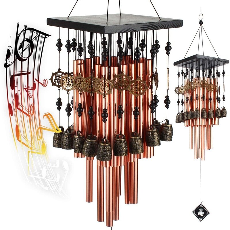 Carillon a vento per interni in metallo per esterni con campana in rame grandi campanelli a vento per la decorazione del terrazzo del giardino del Patio 80cm