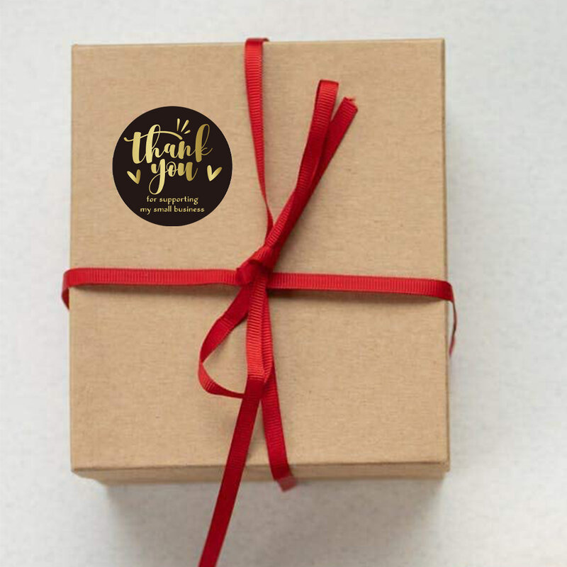 Etiquetas adhesivas de 500 piezas, diseño de bronce negro para sellar, caja de embalaje de regalo, decoración