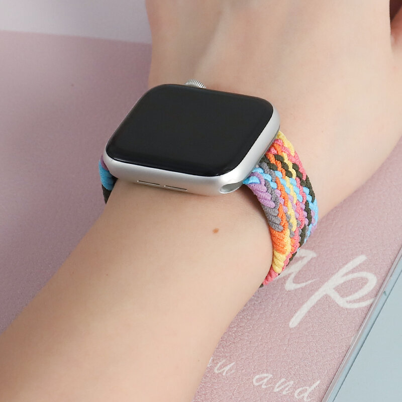 Плетеный нейлоновый ремешок для Apple Watch Band 44 мм 40 мм 38 мм 42 мм, эластичный тканевый браслет для iWatch Series 3 4 5 Se 6