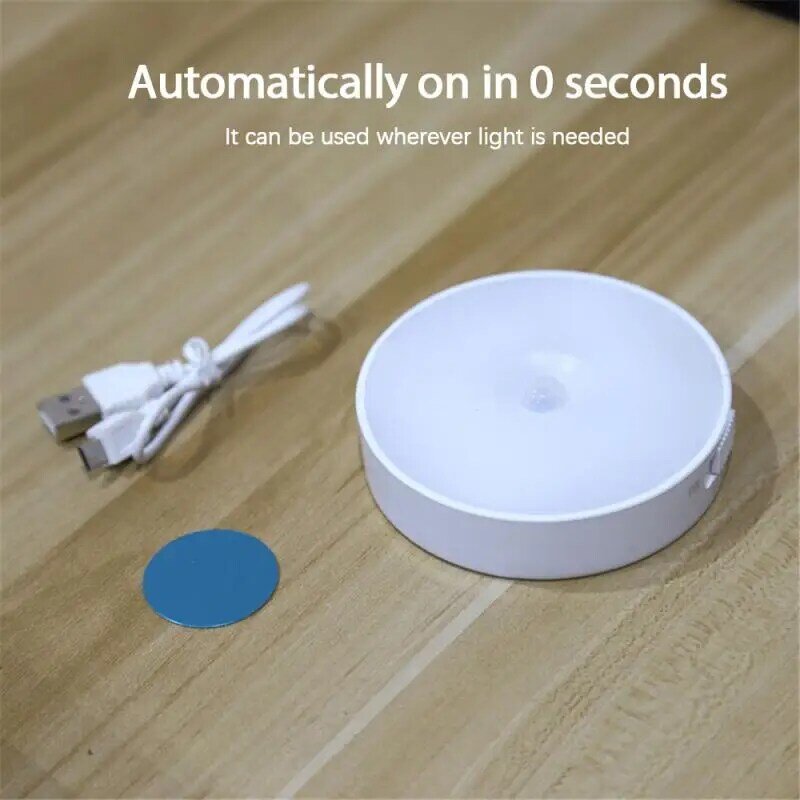 Rechargeable Night Light Intelligent Human Body Induction Lamp LED Wireless USB Bulb Control Creative Bedside Lamp Bedroom Aisle