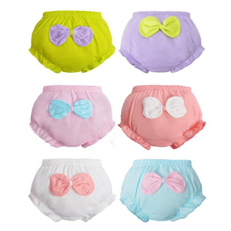 Baby boy's Girl's Cotton Ruffle Lace Shorts Infant Diaper Cover Bloomers Solid Underwear Briefs Pink Panties Frill Knickers