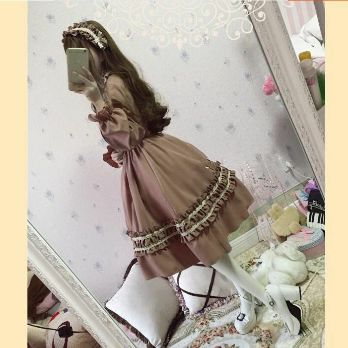 Vestido de estilo Lolita para mujer, traje gótico Medieval Retro de encaje, manga corta, línea A, fiesta de té, Edad Media, Cosplay