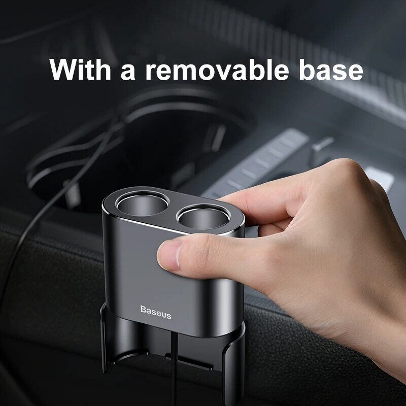 Baseus-Divisor de enchufe para encendedor de cigarrillos de coche, cargador Dual USB de 100W, Cargador rápido, adaptador de corriente