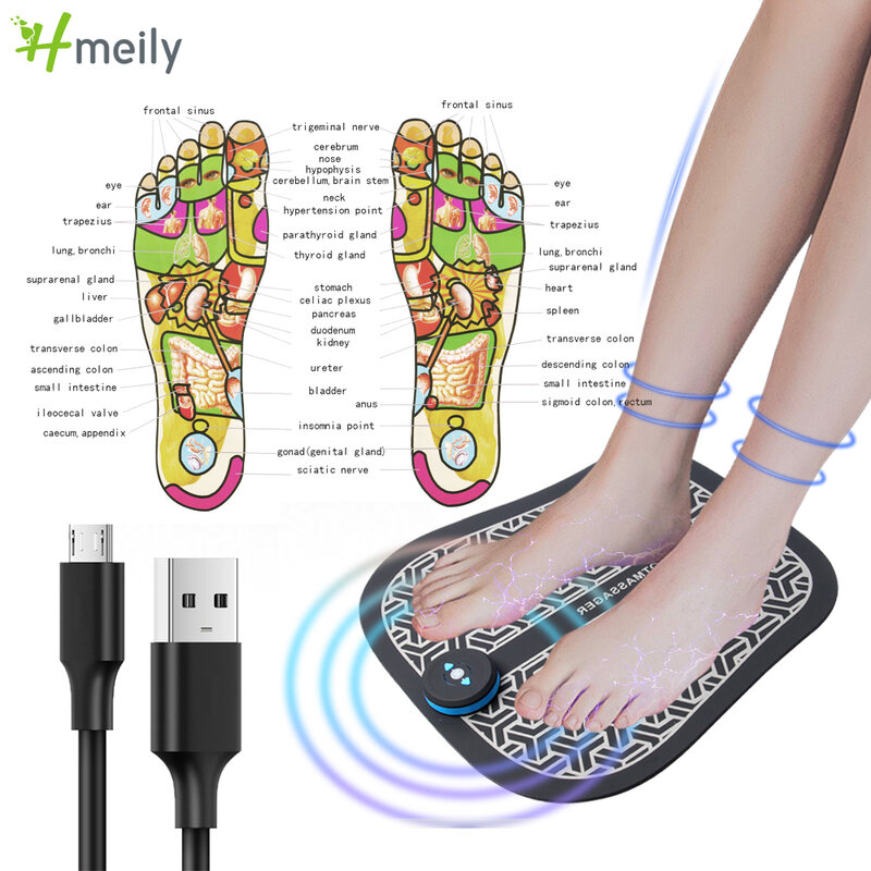 Esterilla eléctrica EMS inteligente para masaje de pies, masajeador de Fisioterapia, acupuntura, salud de los pies para el dolor de pies