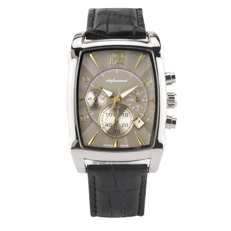 Shifenmei Men Watches 2021 Top Brand Luxury Waterproof Chronograph Date Quartz Leather Sports Wristwatch Relogio Masculino