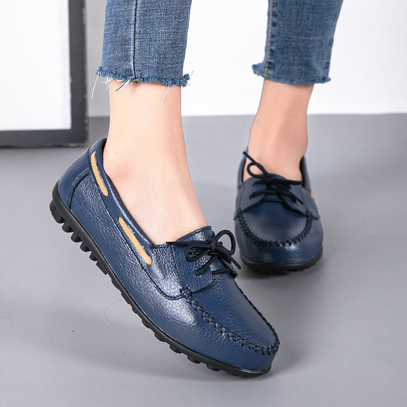 Woman Nurse Flat Shoes Women 2021 Women's Moccasins Loafers Shoes For Female Lace Up Breathable Flats Walking Chaussure Femme