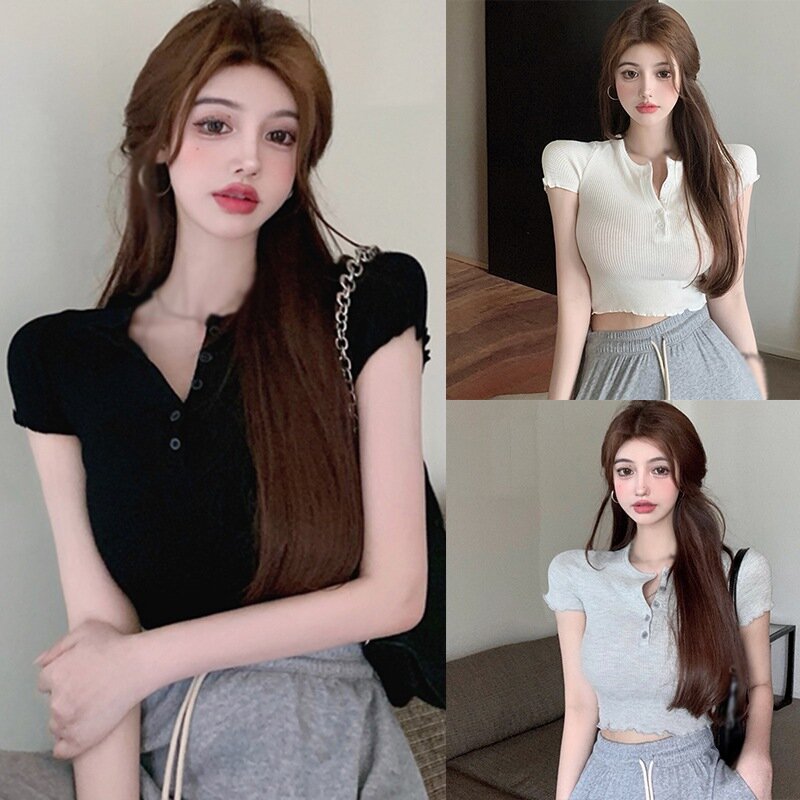 Magliette da donna magliette bianche a maniche corte stile coreano top camicie Casual a fondo sottile estivo