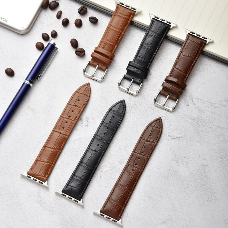 Leather Loop Strap for apple watch band 44mm 38mm 42mm 40mm man watchband bracelet for iwatch 41mm 45mm series 7 6 Se 5 4 3 2