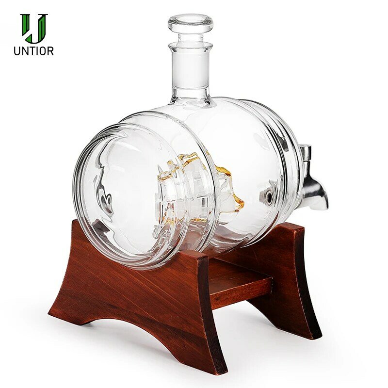 UNTIOR New Wine Decanter Set 1000ML Household Red White Wine  Scotch Bourbon Whiskey Liqour Pourer Home Bar Vodka Beer Barrel