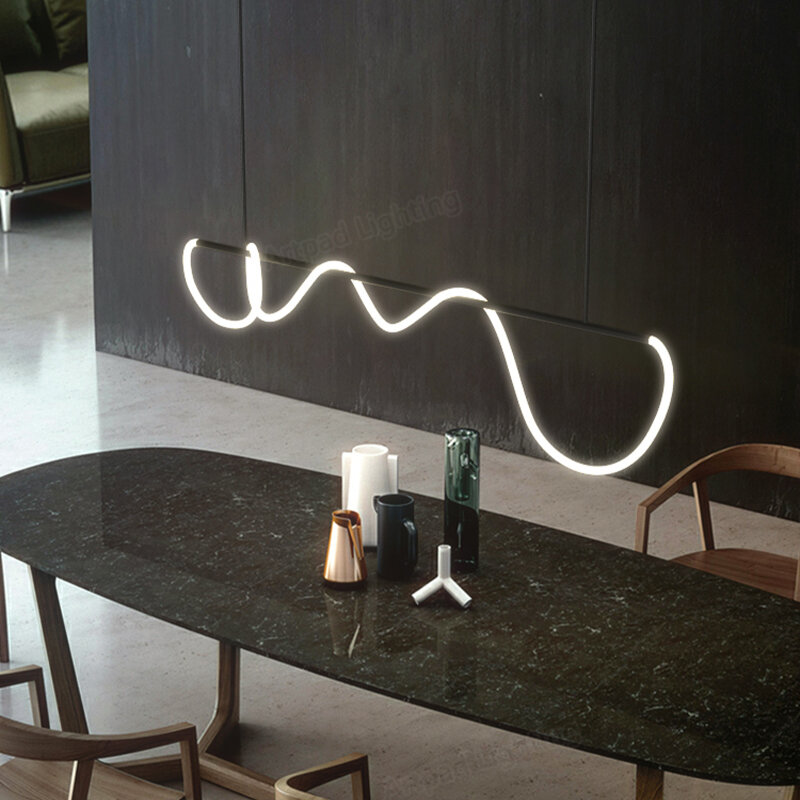Lampe Led suspendue au design nordique moderne, design minimaliste, éclairage d'intérieur, luminaire décoratif d'intérieur, idéal pour une salle à manger, une cuisine, un hôtel ou un Loft, noir/doré