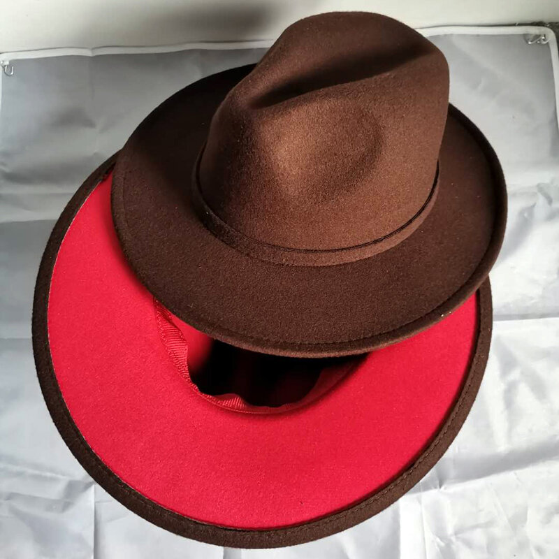 QBHAT – chapeau Fedora en fausse laine pour hommes et femmes, à large bord, style Jazz, Panama, L XL