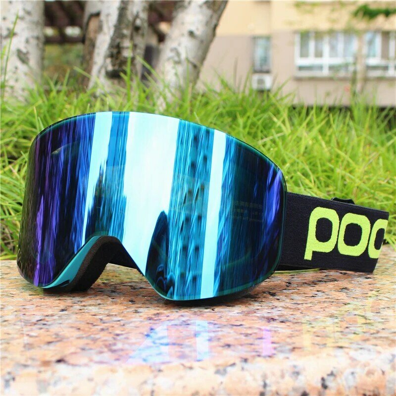 POC 스키 고글 마그네틱 더블 레이어 렌즈 자석 스키 안티 안개 UV400 스노우 보드 고글 남자 여자 스키 안경 안경