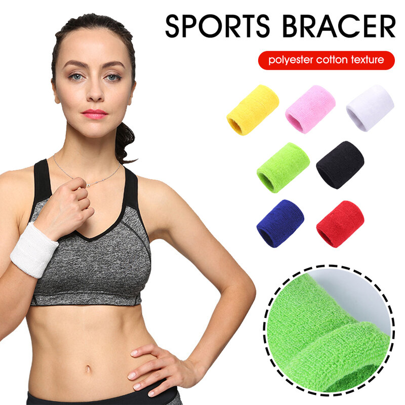 Muñequera deportiva de algodón para el sudor, muñequeras transpirables de 2 piezas para Adult, bandas de soporte de mano para ejercicio físico
