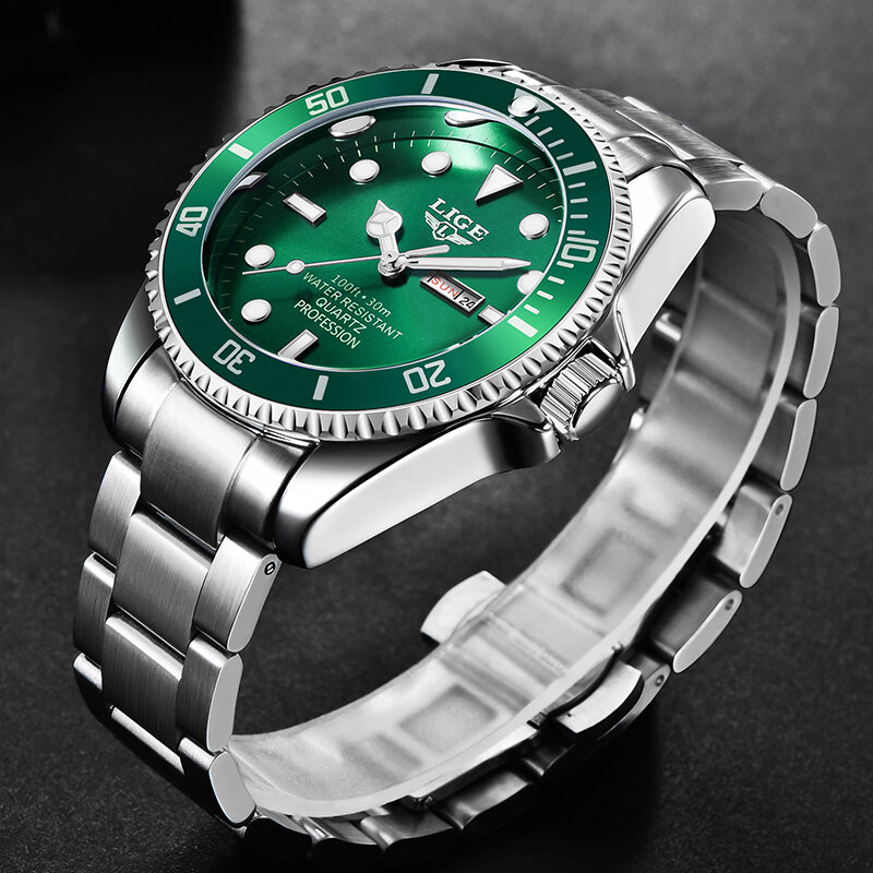 LIGE 2021 New Mens Watches 톱 브랜드 럭셔리 패션 비즈니스 시계 남성 스테인레스 스틸 방수 손목 시계 Relogio Masculino