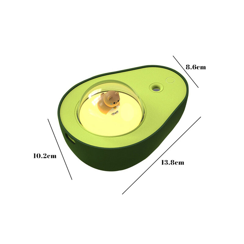 Cute Avocado Night Light USB Rechargeable Night Lamp Portable Wireless Humidifier For Home Office Ultrasonic Mute Diffuser