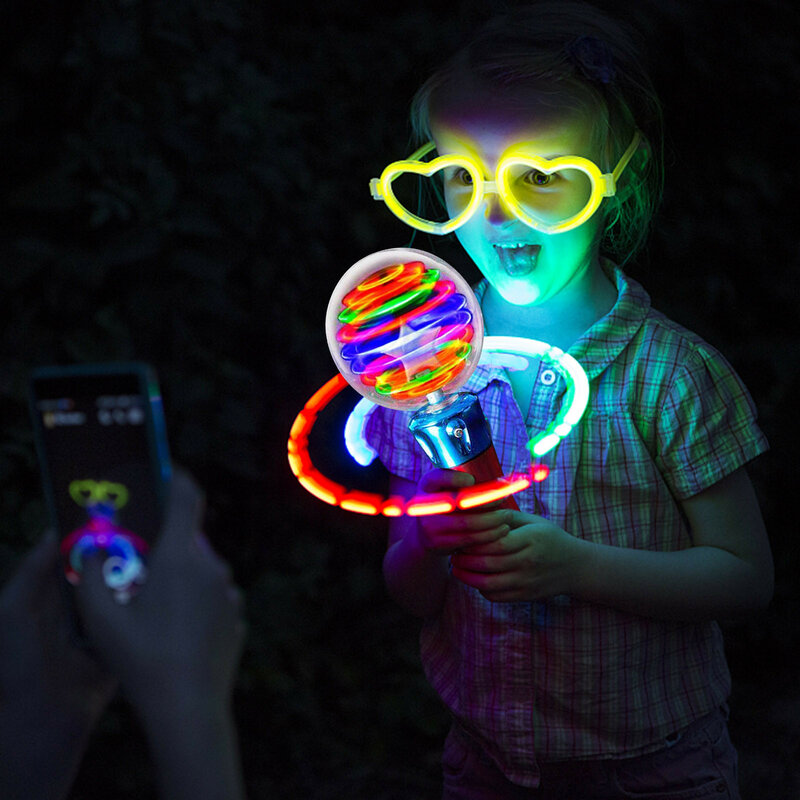 Crianças luminosa bola mágica brinquedo vara led flash-rotativa luz mostrar festa luz mostrar brinquedo microfone forma novidade mordaça brinquedos