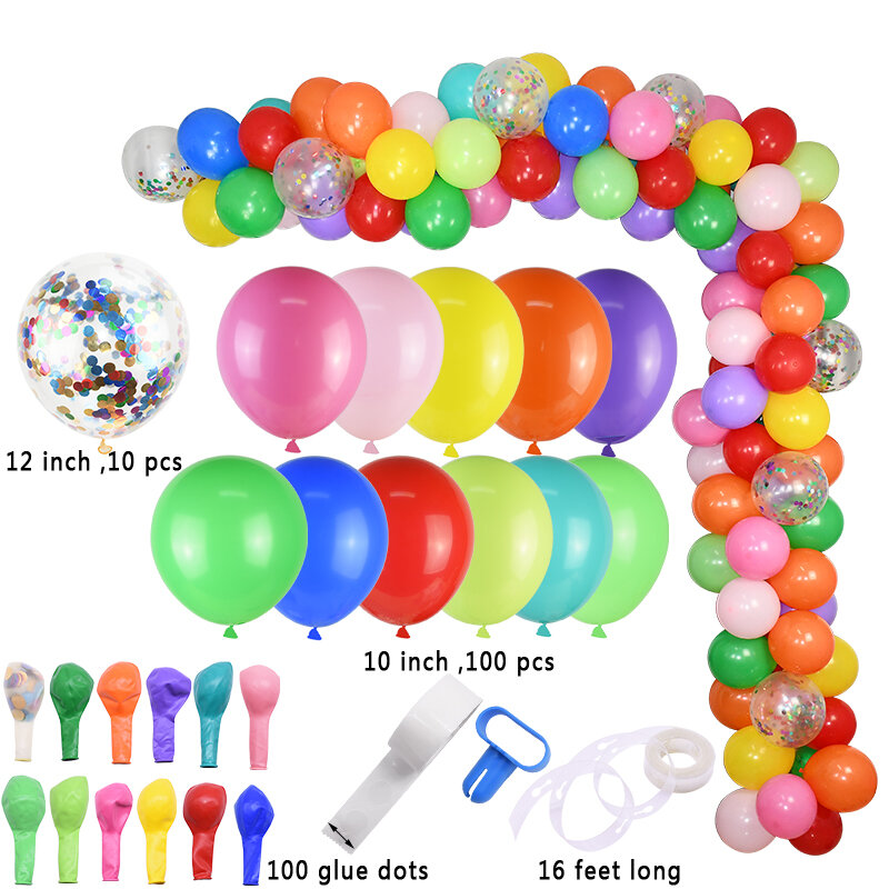Multicolor Balão Arco Garland Kit, Macaron Balões Guirlandas, DIY Decoração De Casamento, Festa De Aniversário, 113Pcs