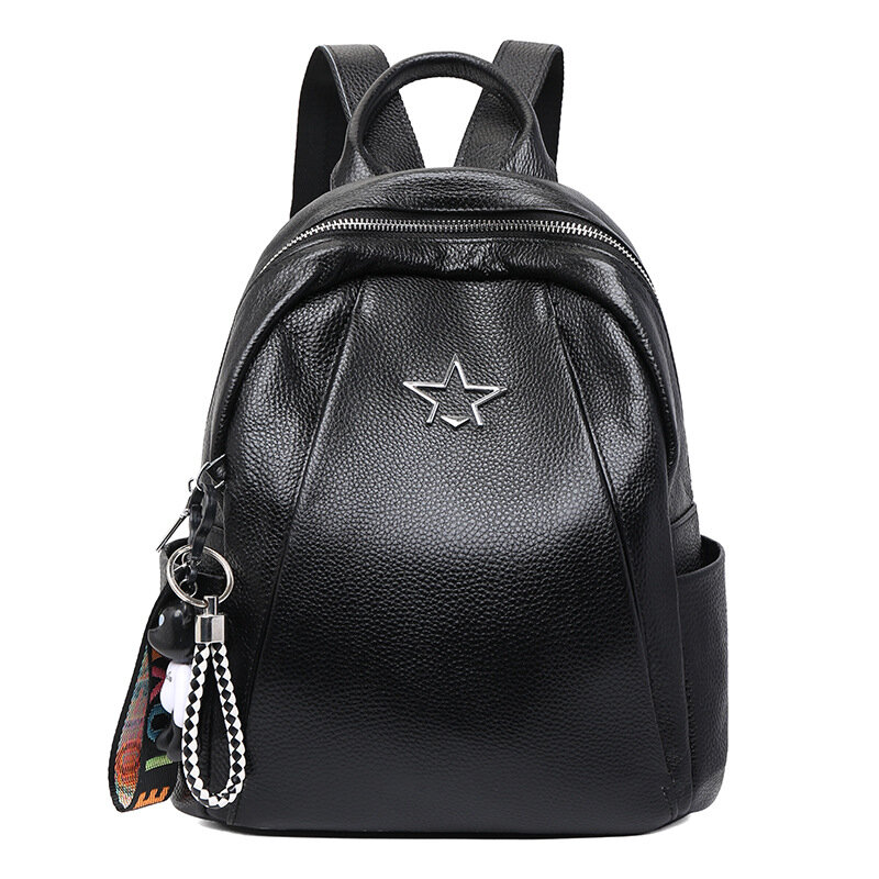 New Design Lady's Backpack Top Layer Cowhide Shoulder Bag High Quality Women Bag Casual Female Travel Bag Soft Big Capacity Tote