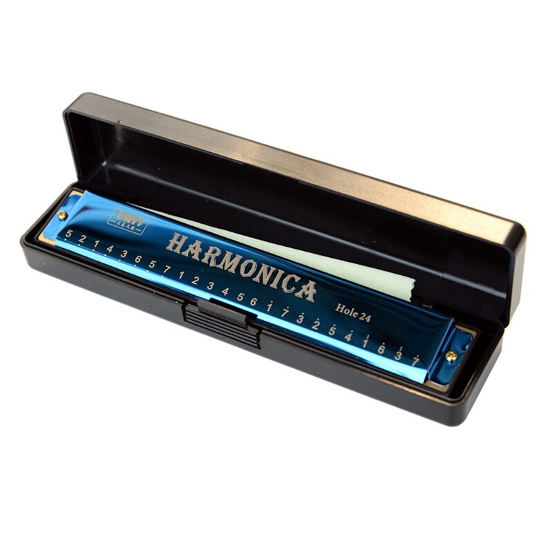 24หลุม Harmonica C ที่มีสีสันประสิทธิภาพนักเรียนผู้ใหญ่โลหะวัสดุวันเกิดของขวัญ Woodwind Musical Instruments