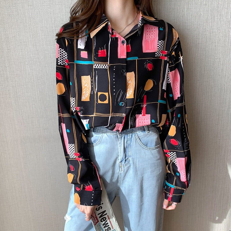 Fashion Casual Women Blouses 2021 Spring and Autumn Workwear Blouse Long sleeve Loose Tops Vintage Shirts Blusas Mujer Shirts