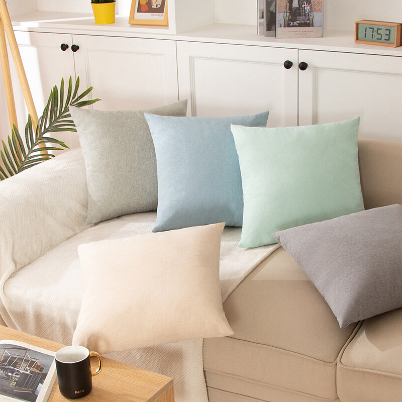 Housse de coussin décorative nordique en lin, taie d'oreiller pour canapé, salon, décoration de maison solide