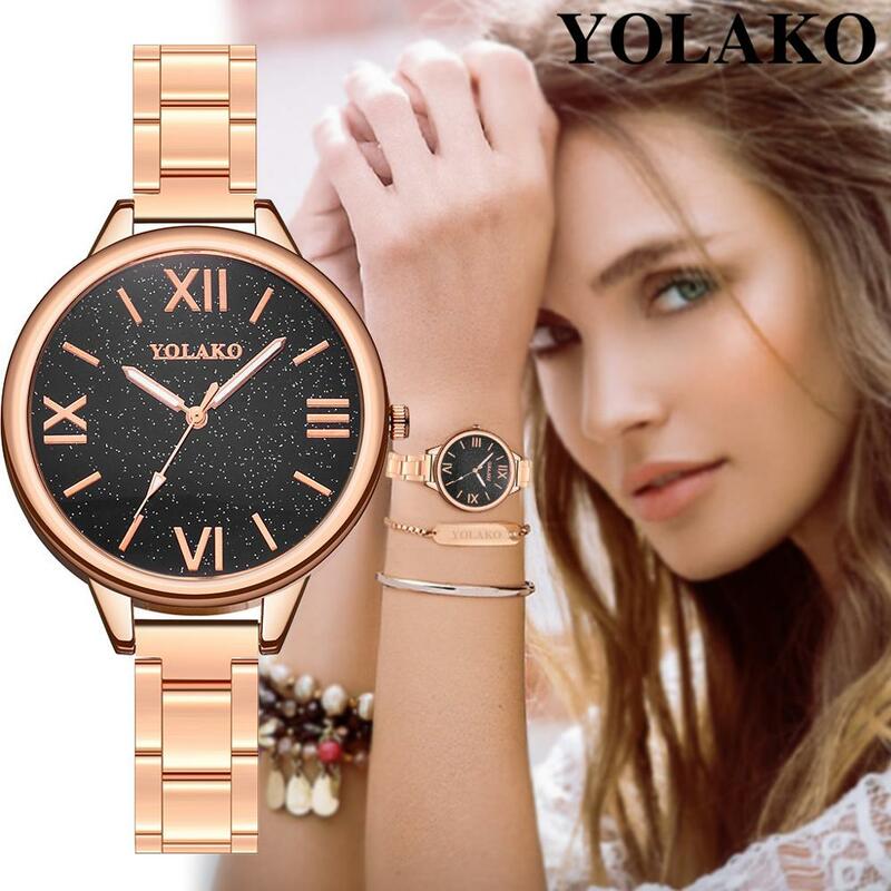 Yolako relógio feminino de quartzo, pulseira bracelete de diamante