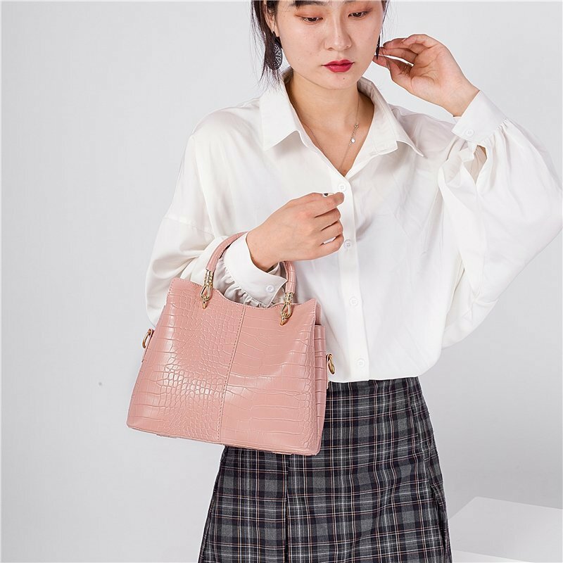 Crocodile Pattern 3 Piece Set Composite Handbag High Quality PU Leather Shoulder Bags for Women 2021 Ladies Fashion Crossbody