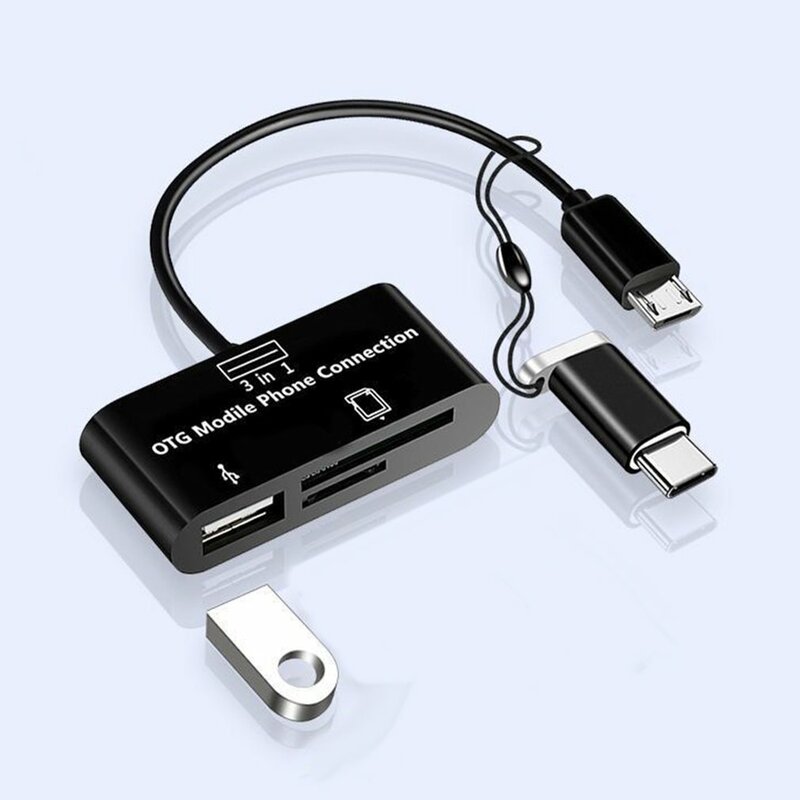 OTG 어댑터 범용 Type-c 마이크로 3 In 1 USB 메모리 카드 TF 휴대 전화 OTG 카드 판독기 호스트 어댑터 카드 판독기 Dropshipping