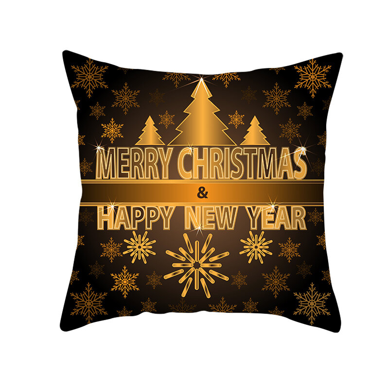 Fuwatacchi-funda de cojín con patrón navideño dorado, regalo de Año Nuevo, fundas de almohada decorativas para el sofá del hogar, 45x45cm